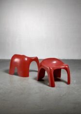 Thumbnail for Pair of red polyester Stacy Dukes stools