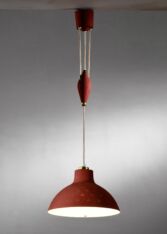 Gallery item 2 for Böhlmarks red metal pendant, Chandeliers & Pendants, Sweden, 1950s