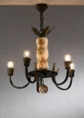 Gallery item 2 for Hakkarainen metal and ceramic chandelier, Chandeliers & Pendants, Finland, 1930s