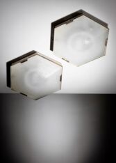Gallery item 3 for Pair of Stilnovo hexagonal ceiling lamps, Flush mounts, Italy, 1950s