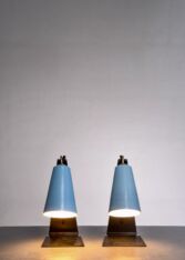 Gallery item 5 for Kalmar pair of black and blue metal table lamps, Table Lamps, Austria, 1950s