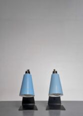 Gallery item 4 for Kalmar pair of black and blue metal table lamps, Table Lamps, Austria, 1950s