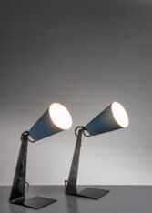 Gallery item 3 for Kalmar pair of black and blue metal table lamps, Table Lamps, Austria, 1950s