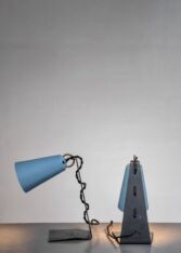 Gallery item 6 for Kalmar pair of black and blue metal table lamps, Table Lamps, Austria, 1950s