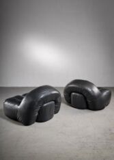 Gallery item 2 for Pair of leather lounge chairs, Lounge Chairs, France, 1960s
