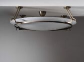Thumbnail for Brass and opaline glass flush mount