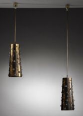 Gallery item 2 for Pair of Kalmar copper and crystal pendants, Chandeliers & Pendants, Austria, 1960s