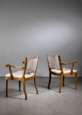 Gallery item 2 for Thorvald Jørgensen pair of chairs for Fritz Hansen, Side Chairs, Denmark, 1940s