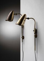 Gallery item 4 for Pair of Boréns Borås brass wall lamps, Wall lamps, Sweden, 1950s