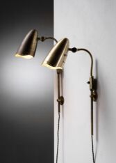 Gallery item 3 for Pair of Boréns Borås brass wall lamps, Wall lamps, Sweden, 1950s