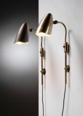 Thumbnail for Pair of Boréns Borås brass wall lamps