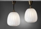 Gallery item 2 for ASEA pair of glass and brass pendants, Chandeliers & Pendants, Sweden, 1940s
