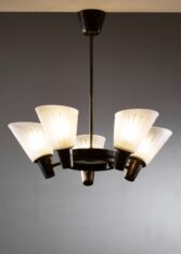 Gallery item 3 for Böhlmarks brass and glass chandelier, Chandeliers & Pendants, Sweden, 1940s