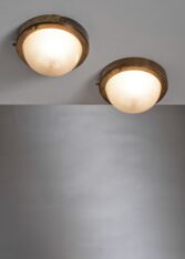 Gallery item 2 for Pair of brass and glass ceiling lamps, Flush mounts, Finland, 1930s