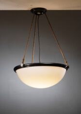 Gallery item 2 for Böhlmarks brass and opaline glass pendant, Chandeliers & Pendants, Sweden, 1920s