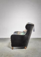 Gallery item 4 for Modernist wingback chair with Josef Frank upholstery, Lounge Chairs, Sweden, 1930s