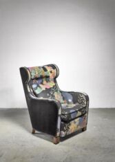 Thumbnail for Modernist wingback chair with Josef Frank upholstery