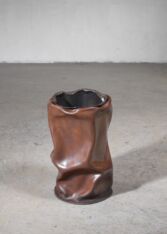 Thumbnail for Leather and copper waste basket