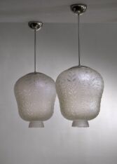 Thumbnail for Pair of Cebe etched frosted glass pendants