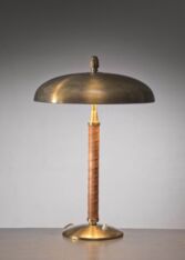 Gallery item 2 for Einar Bäckström Brass and Leather Table Lamp, Table Lamps, Sweden, 1940s