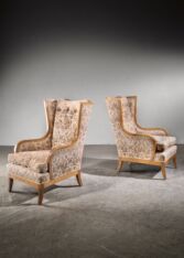 Thumbnail for Pair of birch wingback armchairs