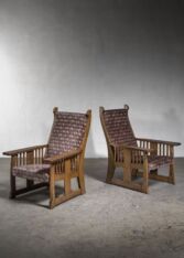 Gallery item 2 for Pair of oak Art Nouveau armchairs, Lounge Chairs, Sweden, Early 20th Century