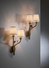 Thumbnail for Pair of brass wall lamps