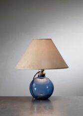 Gallery item 2 for Blue glass globe table lamp, France, 1930s