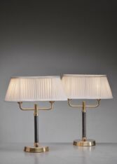 Gallery item 2 for Pair of brass and leather table lamps, Table Lamps, Sweden, 1940s